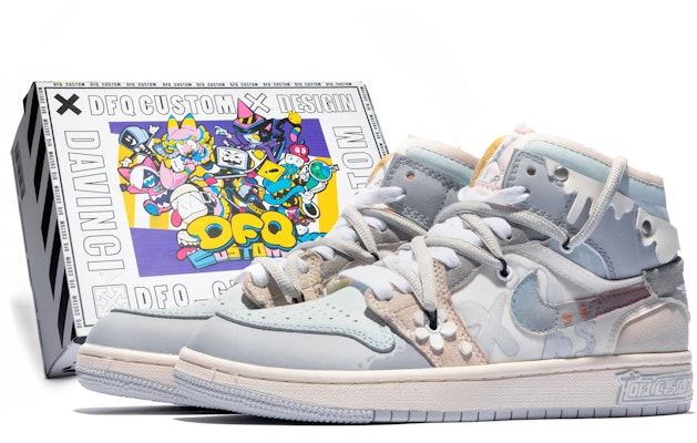 カスタムAJ1 Mid "ダ・ヴィンチ青灰" DM9652-100(TeamM-男款雪花蜜羽S-BOX) Buy カスタムAJ1 Mid "ダ・ヴィンチ青灰" DM9652-100(TeamM-男款雪花蜜羽S-BOX)