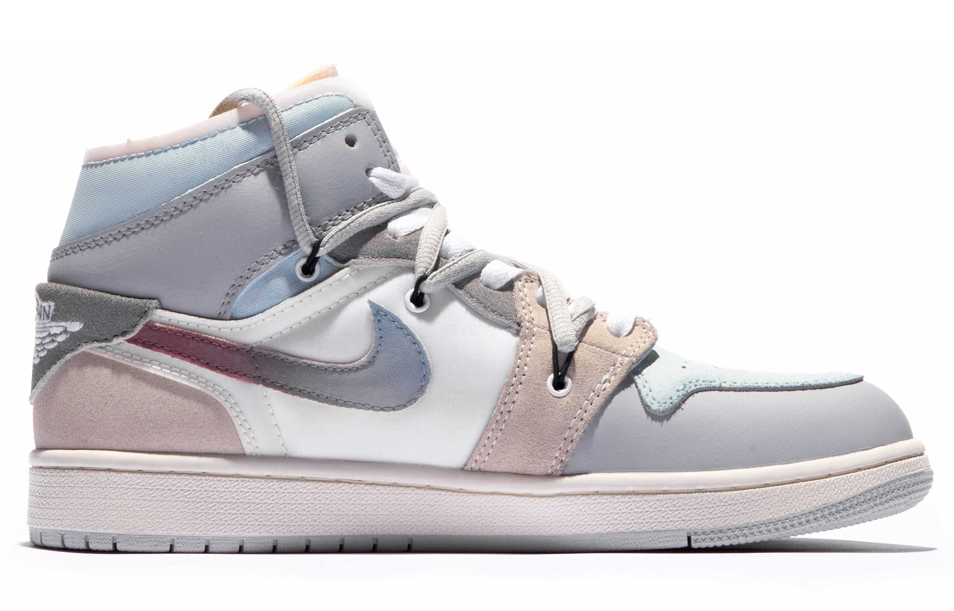 Lookbook [Sepatu Kustom] Air Jordan 1 Mid 'Da Vinci Biru-Abu-Abu' DM9652-100(TeamM-男款雪花蜜羽S-BOX)