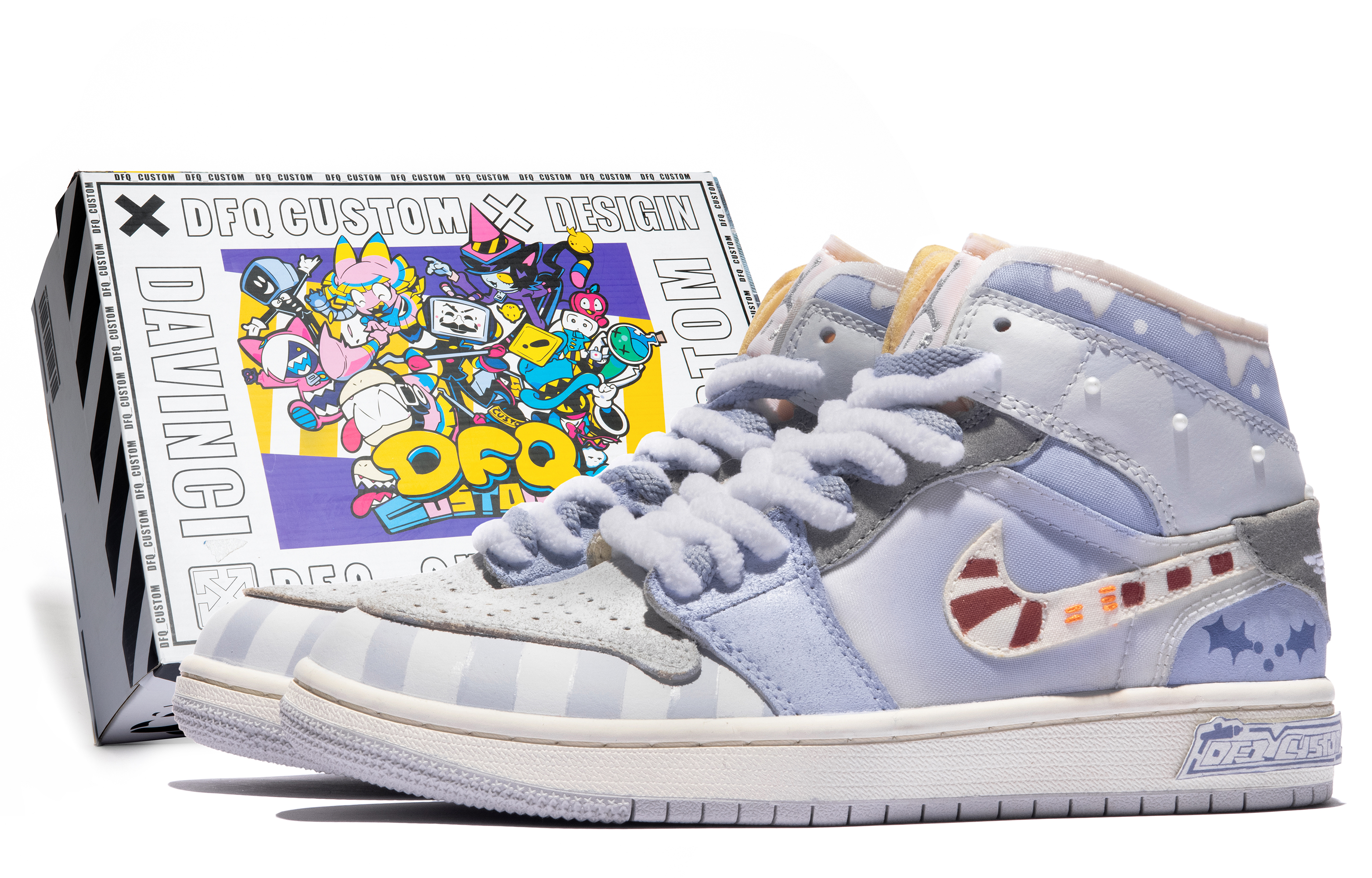 Buy カスタムAJ1ミッド「ダ・ヴィンチ Xmas紫灰」 DQ3726-100(TeamM-女款礼遇圣诞S-BOX)