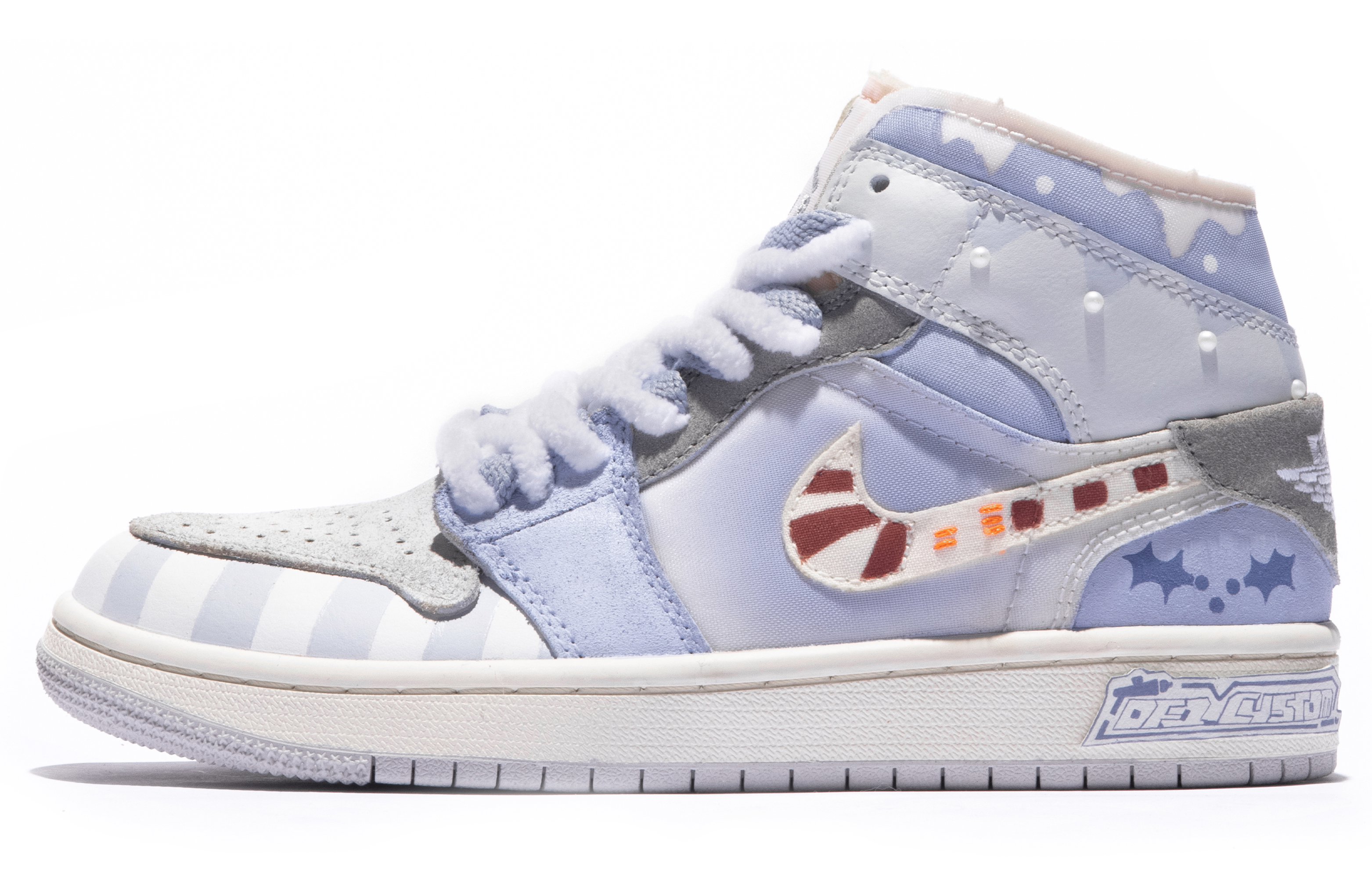 Order カスタムAJ1ミッド「ダ・ヴィンチ Xmas紫灰」 DQ3726-100(TeamM-女款礼遇圣诞S-BOX)