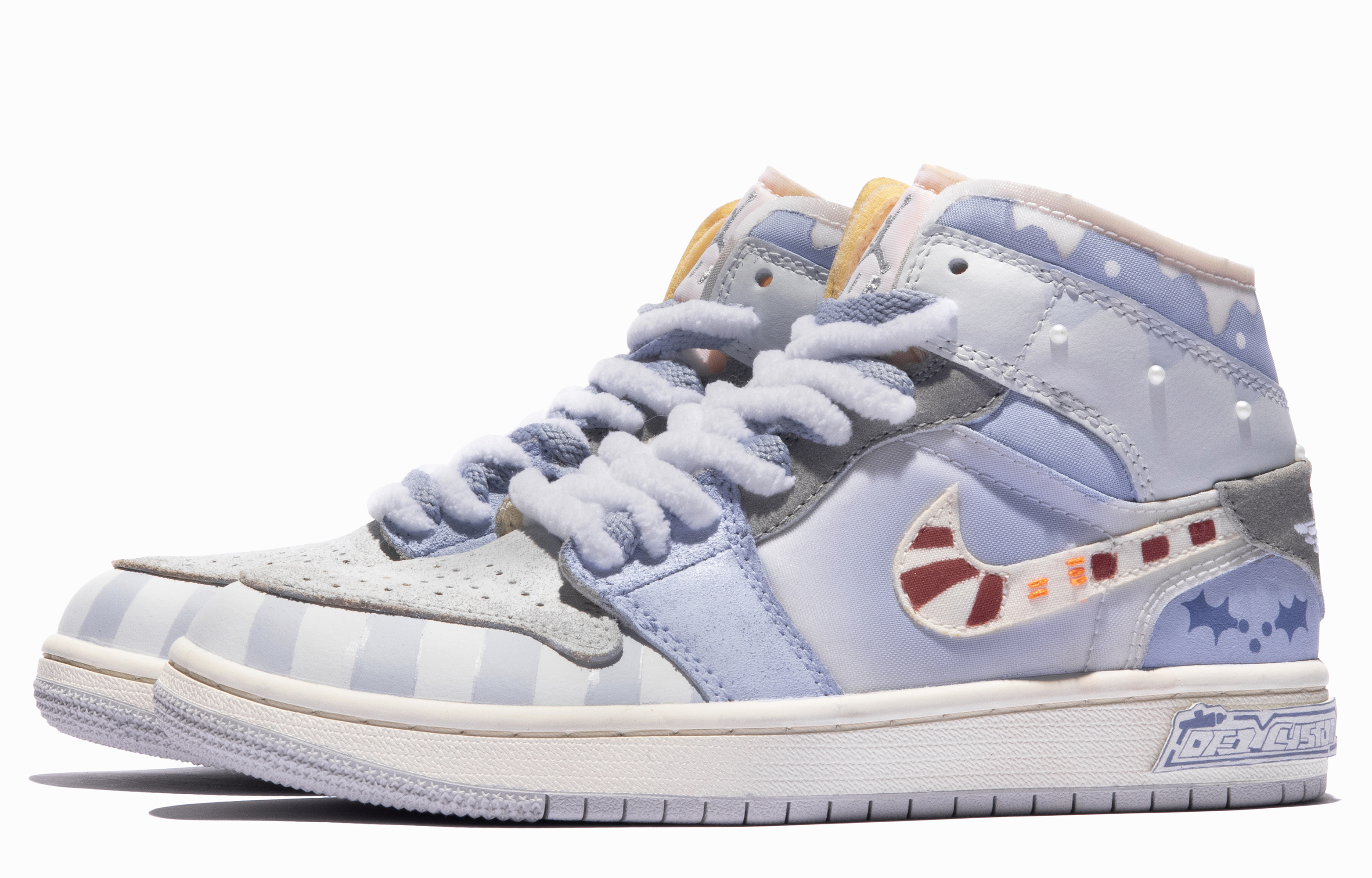 Shop カスタムAJ1ミッド「ダ・ヴィンチ Xmas紫灰」 DQ3726-100(TeamM-女款礼遇圣诞S-BOX)