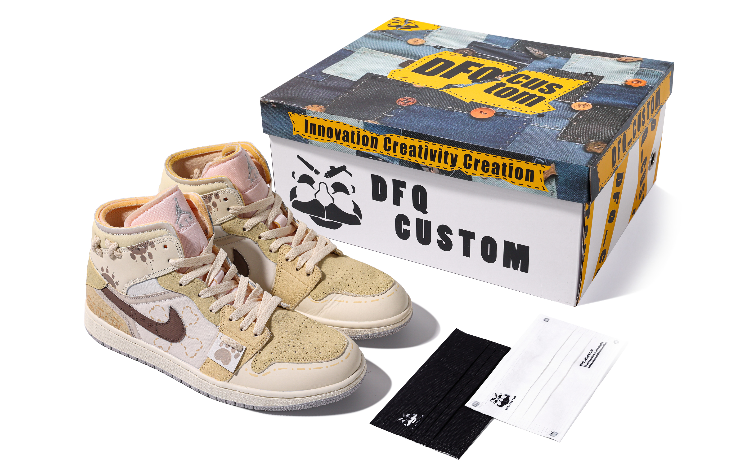 [Custom Shoes] Air Jordan 1 Mid 'Da Vinci Custom - Sweet Milk Tea'