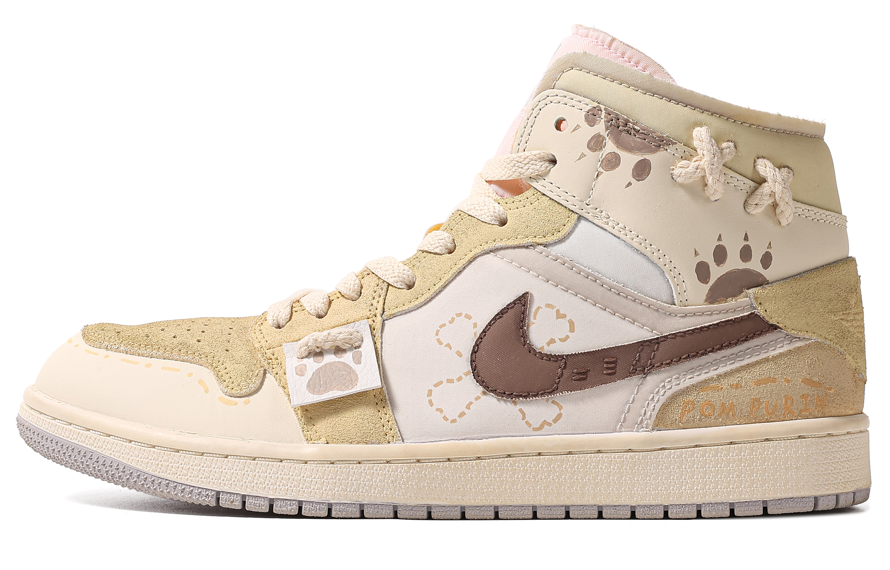 Order [Sepatu Kustom] Air Jordan 1 Mid 'Da Vinci Kustom - Teh Susu Manis' DM9652-100(TeamM-男款甜糖牛乳S-BOX)