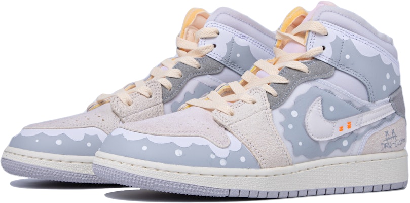 【定制球鞋】 Jordan Air Jordan 1 Mid 達芬奇定制 特殊鞋盒 聖誕雪夜 中幫 復古籃球鞋 GS 白灰 Shop 【定制球鞋】 Jordan Air Jordan 1 Mid 達芬奇定制 特殊鞋盒 聖誕雪夜 中幫 復古籃球鞋 GS 白灰