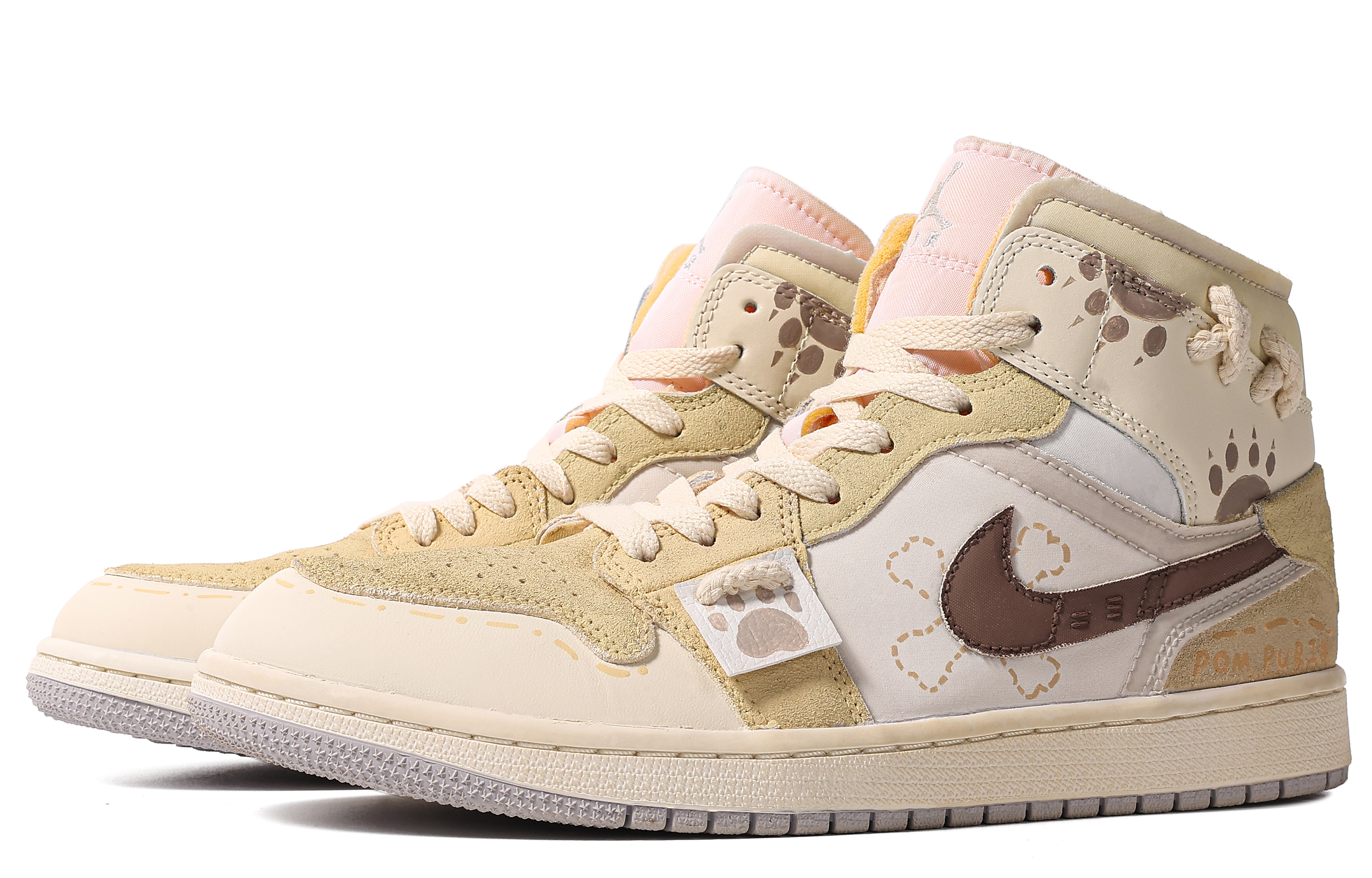 Shop [Sepatu Kustom] Air Jordan 1 Mid 'Da Vinci Kustom - Teh Susu Manis' DM9652-100(TeamM-男款甜糖牛乳S-BOX)