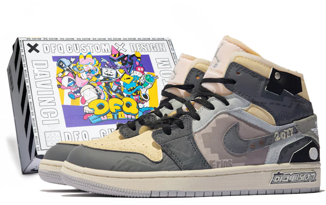 【定製球鞋】 Jordan Air Jordan 1 達芬奇定製 特殊鞋盒 埃厄洛斯 塗鴉 中幫 復古籃球鞋 GS 黑黃 Buy 【定製球鞋】 Jordan Air Jordan 1 達芬奇定製 特殊鞋盒 埃厄洛斯 塗鴉 中幫 復古籃球鞋 GS 黑黃