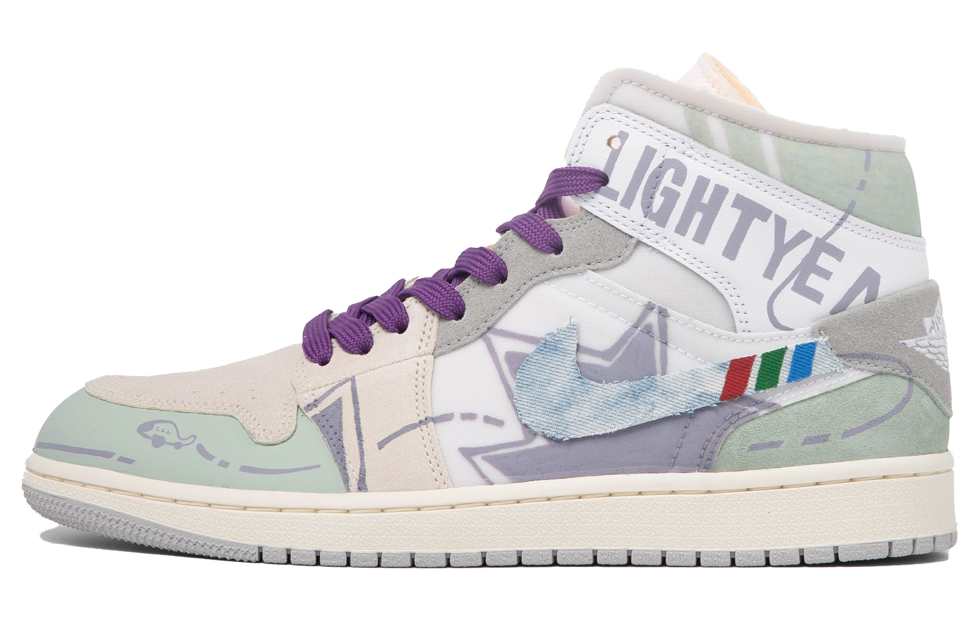 Buy 에어 조던 1 미드 '다빈치 보라초록' (커스텀) DM9652-100(TeamM-男款白日奇想S-BOX)