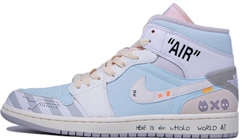 【定制球鞋】Jordan Air Jordan 1 Mid 達芬奇定制 像素未來 復古 潮流 百搭 中幫 復古籃球鞋 男款 白灰藍 Buy 【定制球鞋】Jordan Air Jordan 1 Mid 達芬奇定制 像素未來 復古 潮流 百搭 中幫 復古籃球鞋 男款 白灰藍