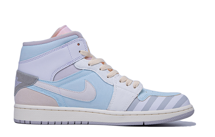 Order [Sepatu Kustom] Air Jordan 1 Mid 'Da Vinci Custom Pixel Future' DM9652-100(TeamM-男款像素未来白灰蓝)