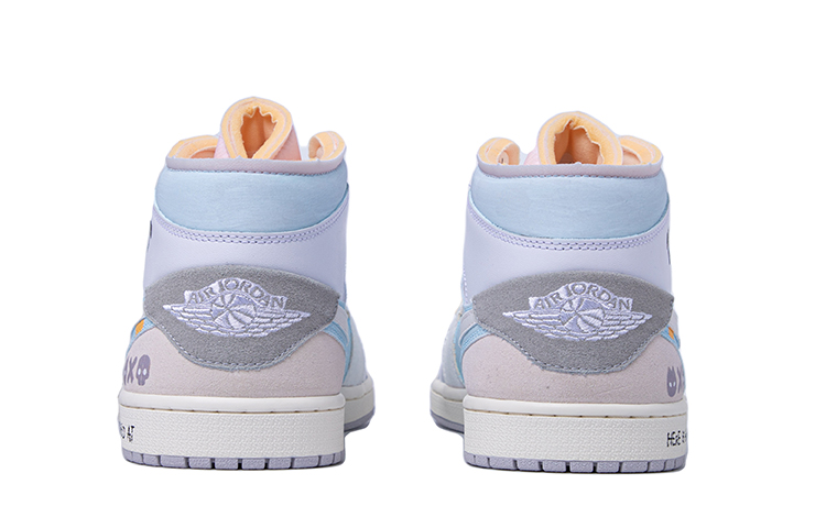 Shop [Sepatu Kustom] Air Jordan 1 Mid 'Da Vinci Custom Pixel Future' DM9652-100(TeamM-男款像素未来白灰蓝)