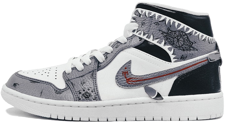 【定製球鞋】 Jordan Air Jordan 1 Mid White 純白 2020款 原創小鯊魚限定 達芬奇定製 中幫 復古籃球鞋 男款 黑白灰 Buy 【定製球鞋】 Jordan Air Jordan 1 Mid White 純白 2020款 原創小鯊魚限定 達芬奇定製 中幫 復古籃球鞋 男款 黑白灰