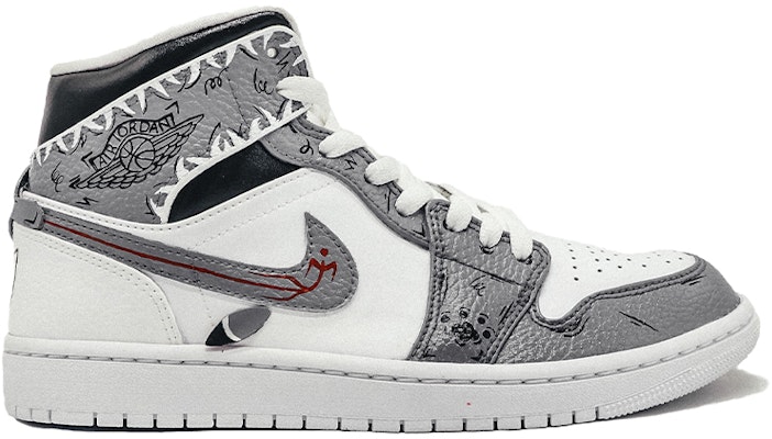 【定製球鞋】 Jordan Air Jordan 1 Mid White 純白 2020款 原創小鯊魚限定 達芬奇定製 中幫 復古籃球鞋 男款 黑白灰 Lookbook 【定製球鞋】 Jordan Air Jordan 1 Mid White 純白 2020款 原創小鯊魚限定 達芬奇定製 中幫 復古籃球鞋 男款 黑白灰