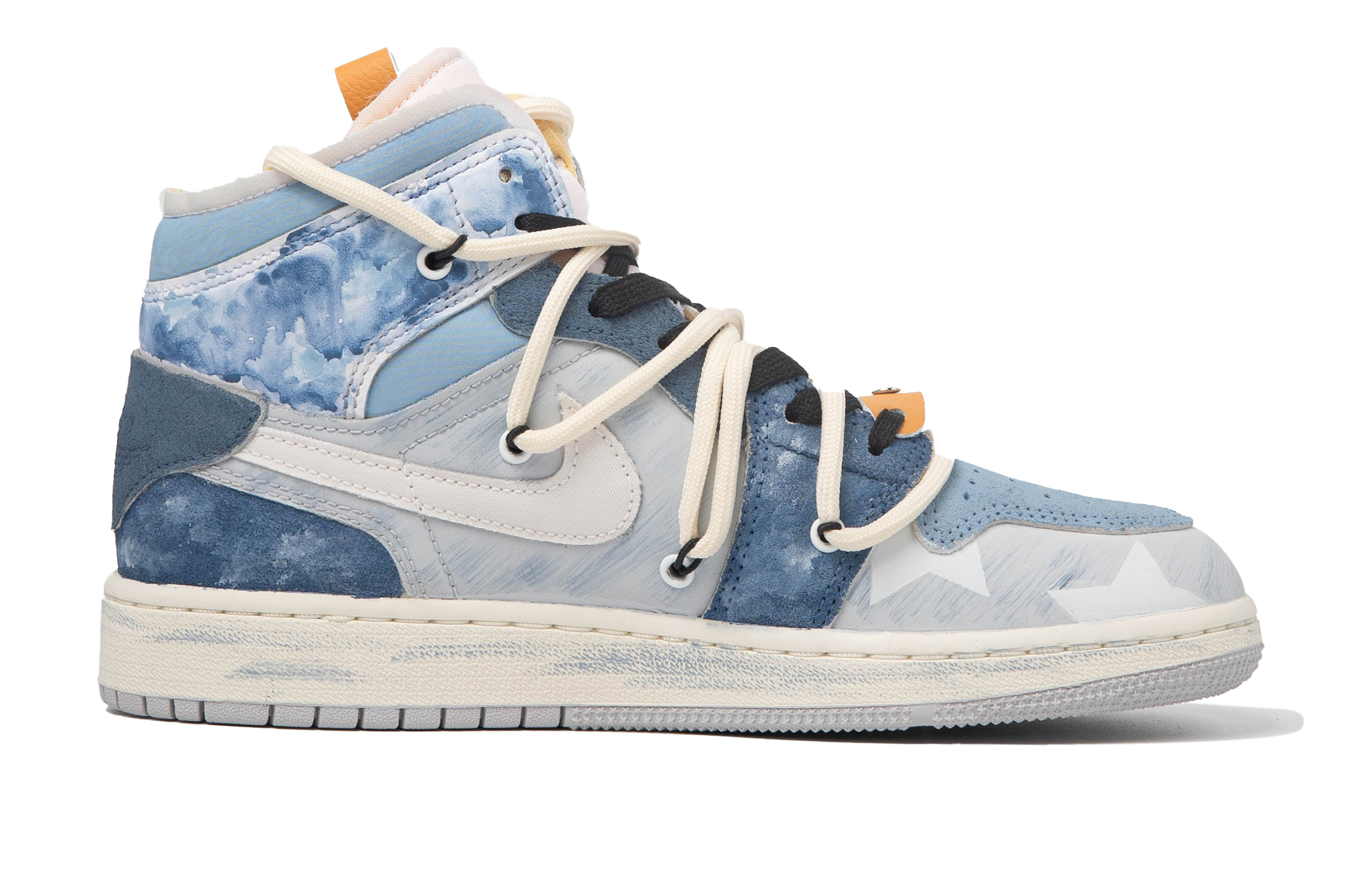 Lookbook 【定制球鞋】 Jordan Air Jordan 1 Mid 達芬奇定制 眾星璀璨 牛仔 星星復 高幫 復古籃球鞋 GS 藍白