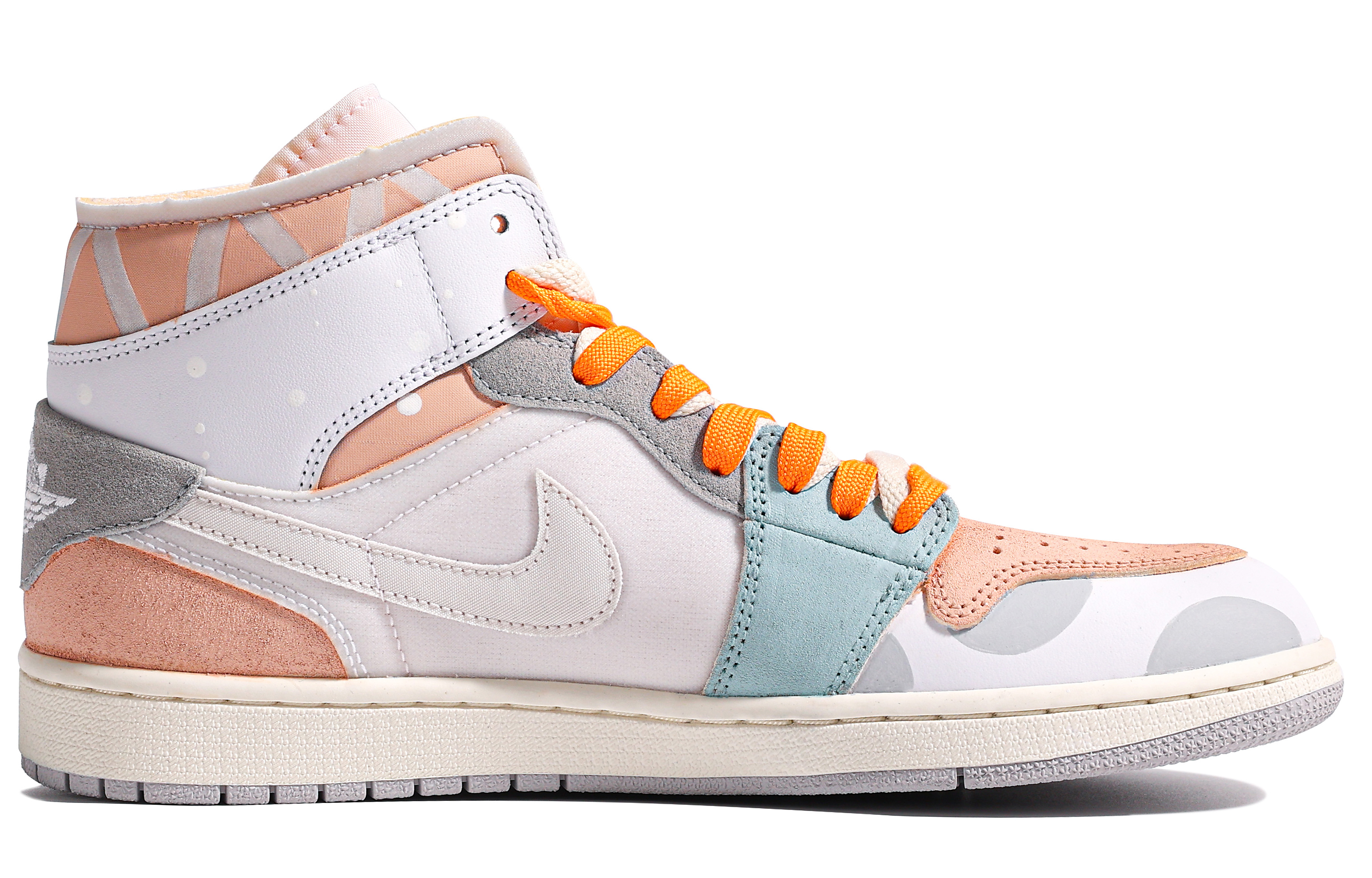 Order [Sepatu Custom] Air Jordan 1 Mid 'Da Vinci Graffiti Biru Oranye' DM9652-100(TeamM-男款诞愿S-BOX)