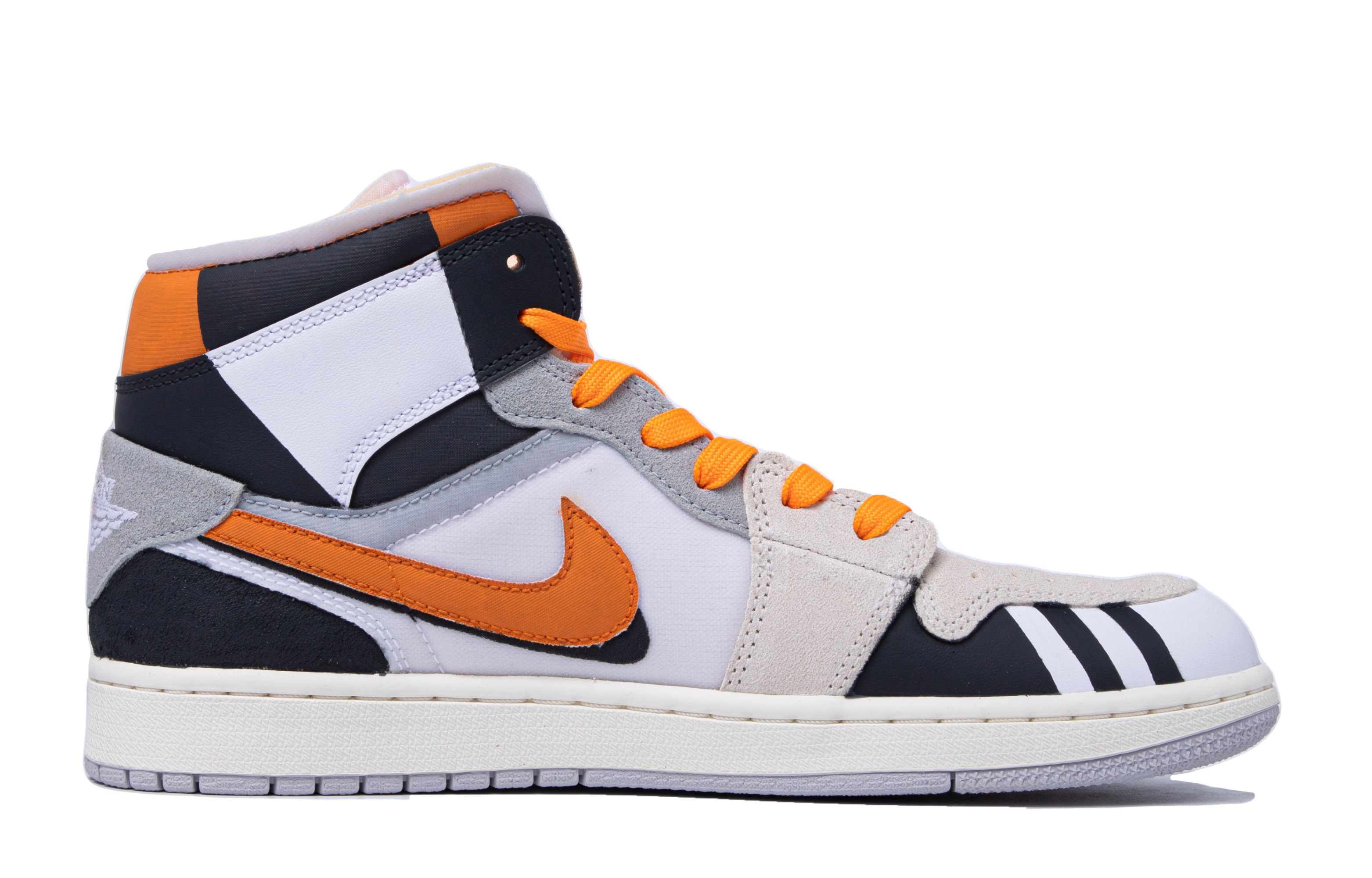 Order 에어 조던 1 미드 '다빈치 그라피티' (회/주황) DQ3726-100(TeamM-女款社交达人)