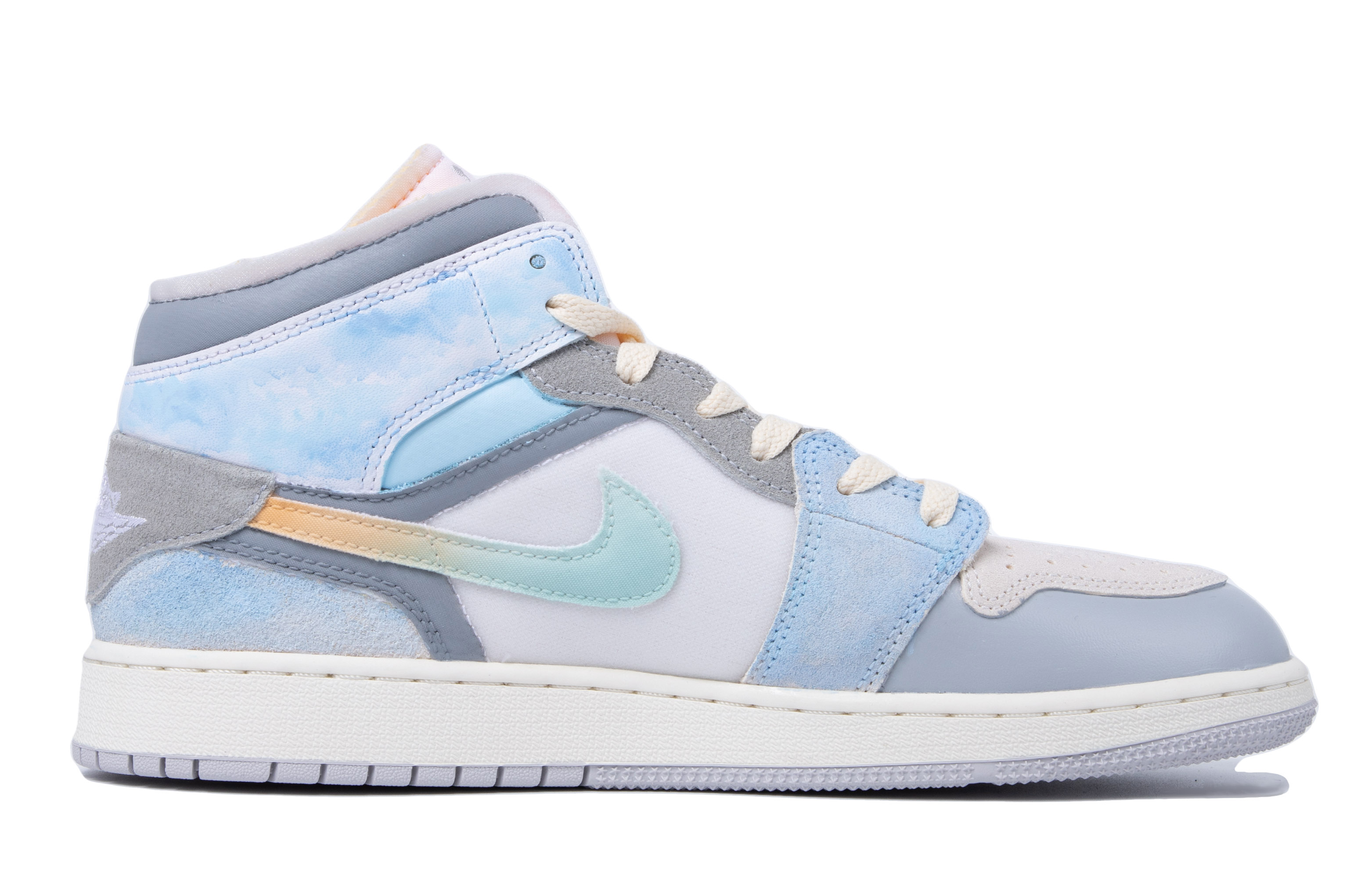 Order [定制鞋] Air Jordan 1 Mid '达芬奇灰蓝天' DQ3726-100(TeamM-女款灰蓝天空浅灰蓝)