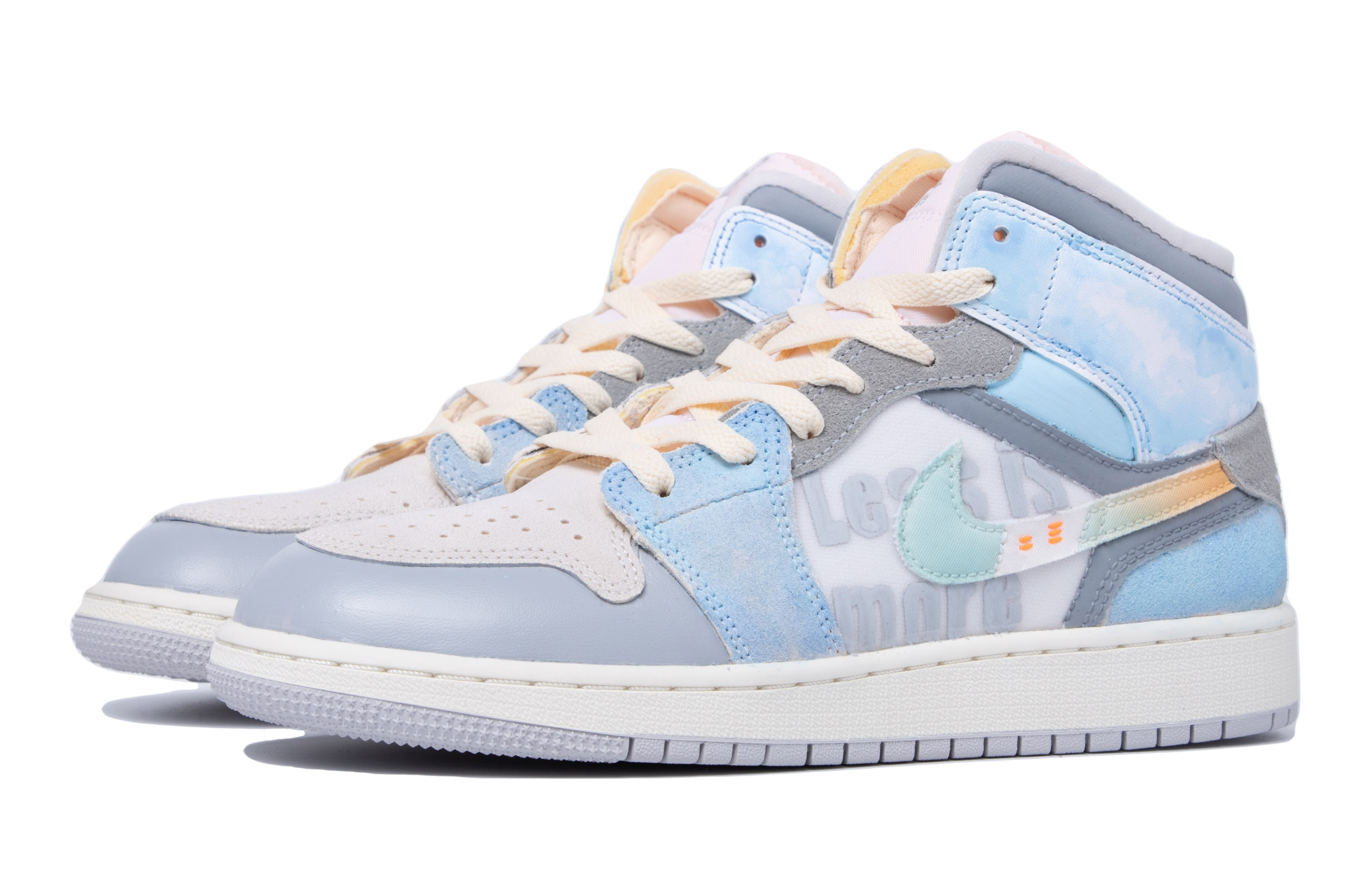 Lookbook [定制鞋] Air Jordan 1 Mid '达芬奇灰蓝天' DQ3726-100(TeamM-女款灰蓝天空浅灰蓝)