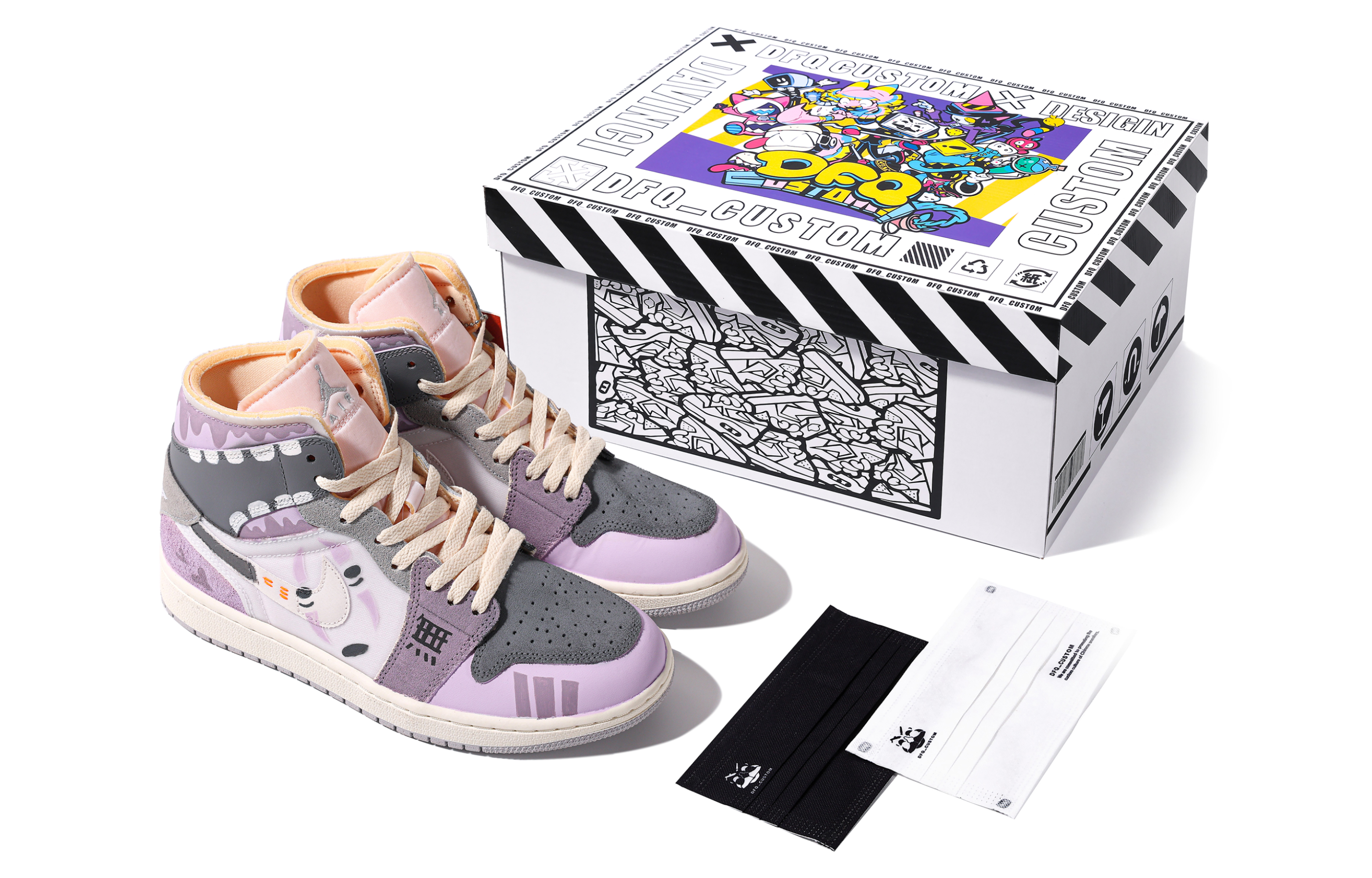 Buy [Zapatillas Personalizadas] Air Jordan 1 Mid 'Da Vinci Morado Gris' DM9652-100(TeamM-男款金只于你S-BOX)