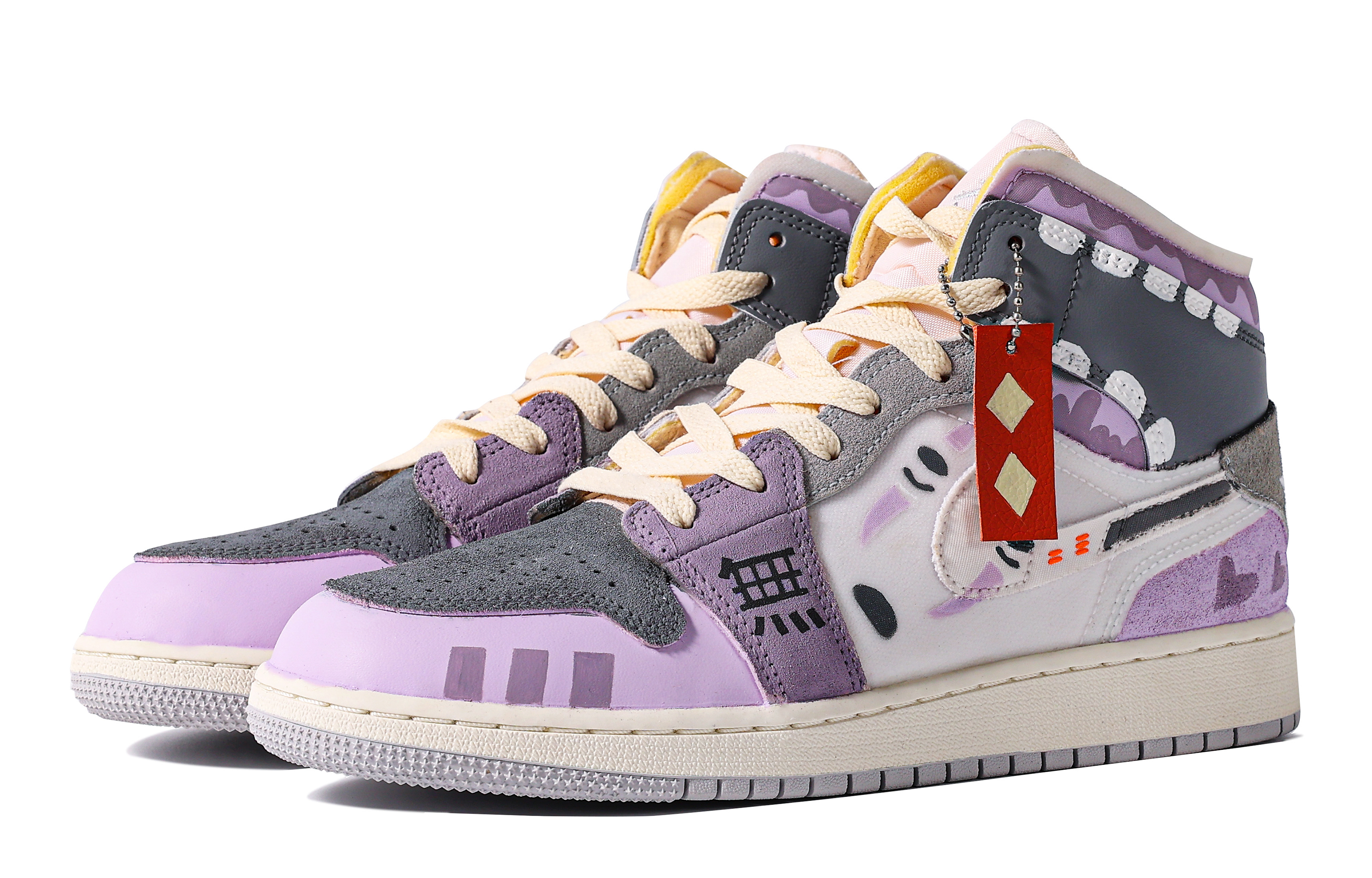 Shop 에어 조던 1 미드 '다빈치 보라회색' (커스텀) DQ3726-100(TeamM-女款金只于你S-BOX)