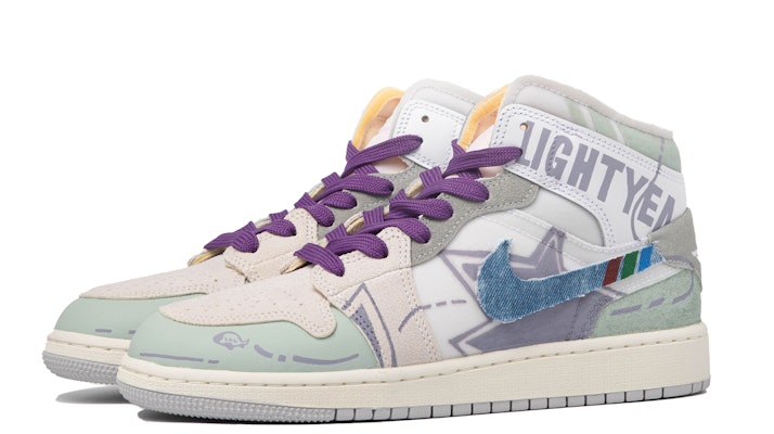 【定制球鞋】Jordan Air Jordan 1 Mid 達芬奇定制 特殊鞋盒 白日奇想 撞色 牛仔 中幫 復古籃球鞋 GS 紫綠 Shop 【定制球鞋】Jordan Air Jordan 1 Mid 達芬奇定制 特殊鞋盒 白日奇想 撞色 牛仔 中幫 復古籃球鞋 GS 紫綠