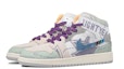 Shop 【定制球鞋】Jordan Air Jordan 1 Mid 達芬奇定制 特殊鞋盒 白日奇想 撞色 牛仔 中幫 復古籃球鞋 GS 紫綠