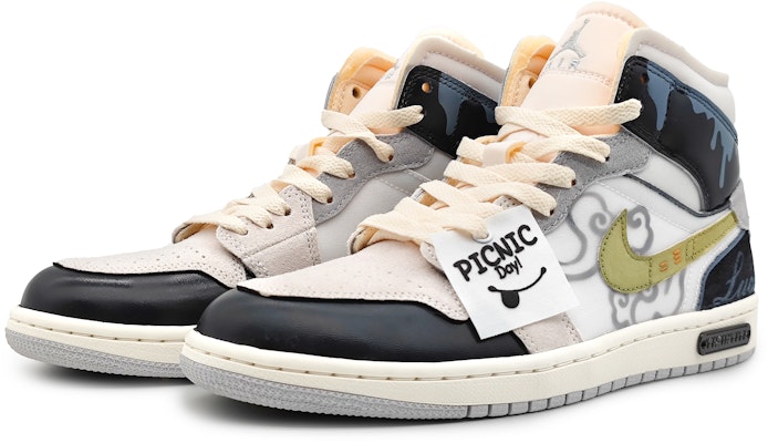 【訂製籃球鞋】 Jordan Air Jordan 1 Mid 暗黑流雲 復古色彩 祥雲圖騰 拼接色塊 中筒 復古籃球鞋 男款 黑 Lookbook 【訂製籃球鞋】 Jordan Air Jordan 1 Mid 暗黑流雲 復古色彩 祥雲圖騰 拼接色塊 中筒 復古籃球鞋 男款 黑