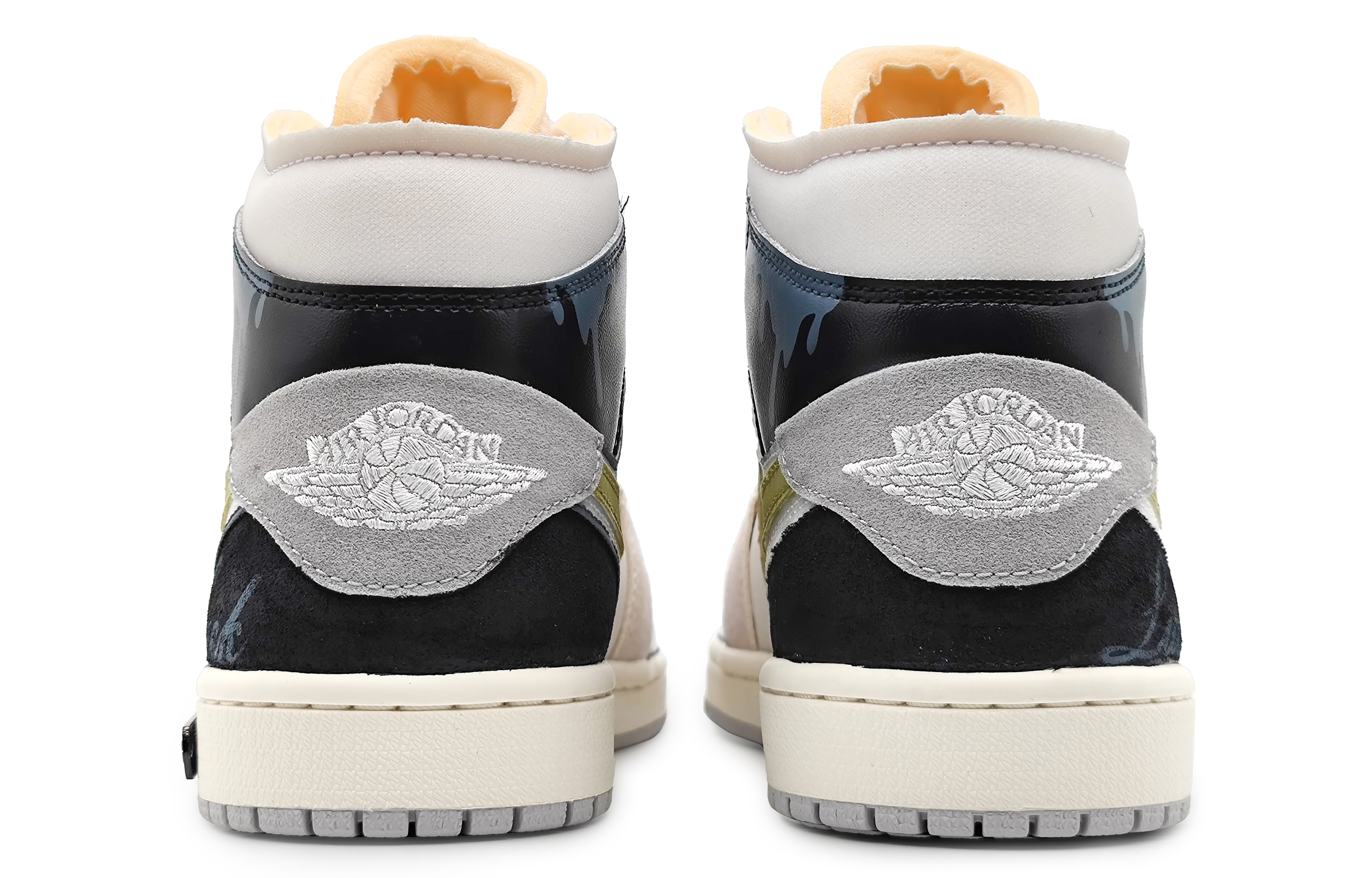 Purchase 【訂製籃球鞋】 Jordan Air Jordan 1 Mid 暗黑流雲 復古色彩 祥雲圖騰 拼接色塊 中筒 復古籃球鞋 男款 黑