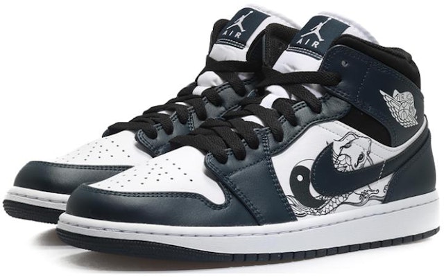 【定制鞋款】Air Jordan 1 Mid '深青-黑白蓝' 554724-411(Team10-锦鲤太极靛青QD) Lookbook 【定制鞋款】Air Jordan 1 Mid '深青-黑白蓝' 554724-411(Team10-锦鲤太极靛青QD)