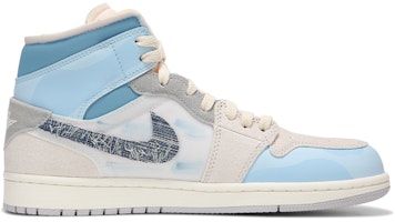 【訂製籃球鞋】Jordan Air Jordan 1 Mid 火心 破壞風牛仔鉤子 復古 解構 減震 中筒 復古籃球鞋 男款 藍灰色 Order 【訂製籃球鞋】Jordan Air Jordan 1 Mid 火心 破壞風牛仔鉤子 復古 解構 減震 中筒 復古籃球鞋 男款 藍灰色