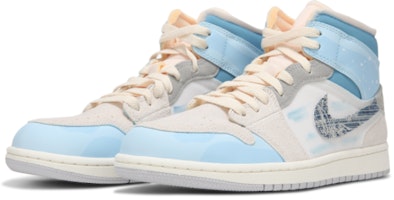 【訂製籃球鞋】Jordan Air Jordan 1 Mid 火心 破壞風牛仔鉤子 復古 解構 減震 中筒 復古籃球鞋 男款 藍灰色 Lookbook 【訂製籃球鞋】Jordan Air Jordan 1 Mid 火心 破壞風牛仔鉤子 復古 解構 減震 中筒 復古籃球鞋 男款 藍灰色