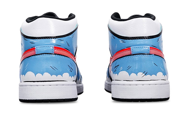 Shop [Sepatu Custom] Air Jordan 1 Mid 'Ding Dong Anime Biru' 554725-132(Teamone-女款叮当)