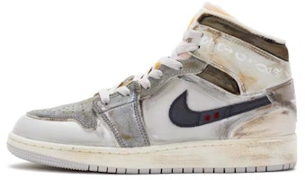 【訂製球鞋】Jordan Air Jordan 1 Mid 做舊廢土風 特殊鞋盒 手繪噴繪 中幫 復古籃球鞋 男款 灰白棕 Buy 【訂製球鞋】Jordan Air Jordan 1 Mid 做舊廢土風 特殊鞋盒 手繪噴繪 中幫 復古籃球鞋 男款 灰白棕