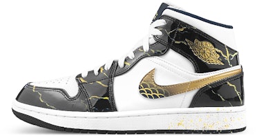 【訂製球鞋】 Jordan Air Jordan 1 龍年CNY 閃亮 衝破龍鱗紋 逃出生天 筆記 中筒 復古籃球鞋 男款 黑白金 Buy 【訂製球鞋】 Jordan Air Jordan 1 龍年CNY 閃亮 衝破龍鱗紋 逃出生天 筆記 中筒 復古籃球鞋 男款 黑白金