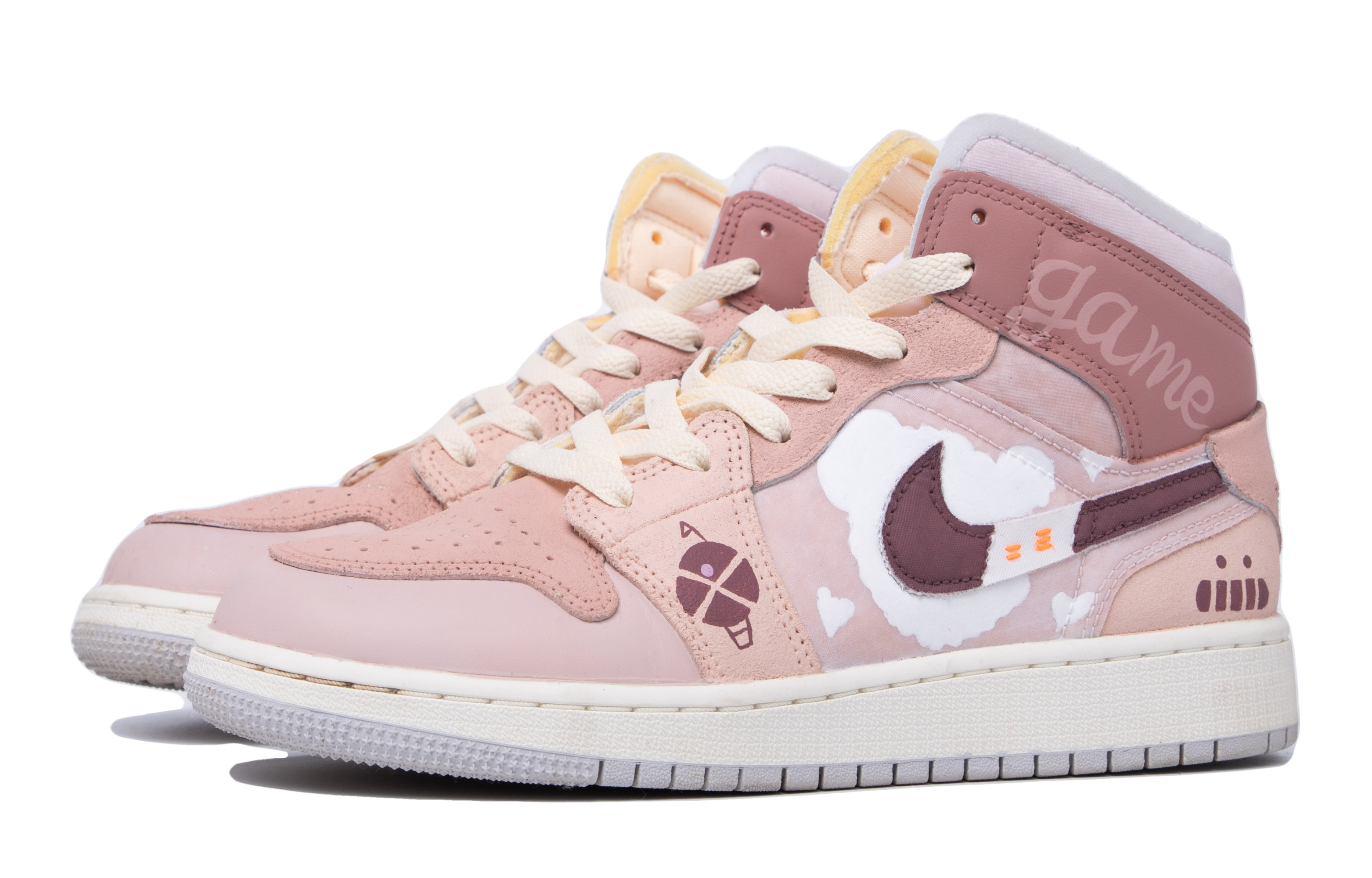 Lookbook 【カスタムシューズ】エアジョーダン1ミッド 'Dream Bear - ピンクホワイト' DQ3726-100(TeamM-女款梦幻小熊粉白)
