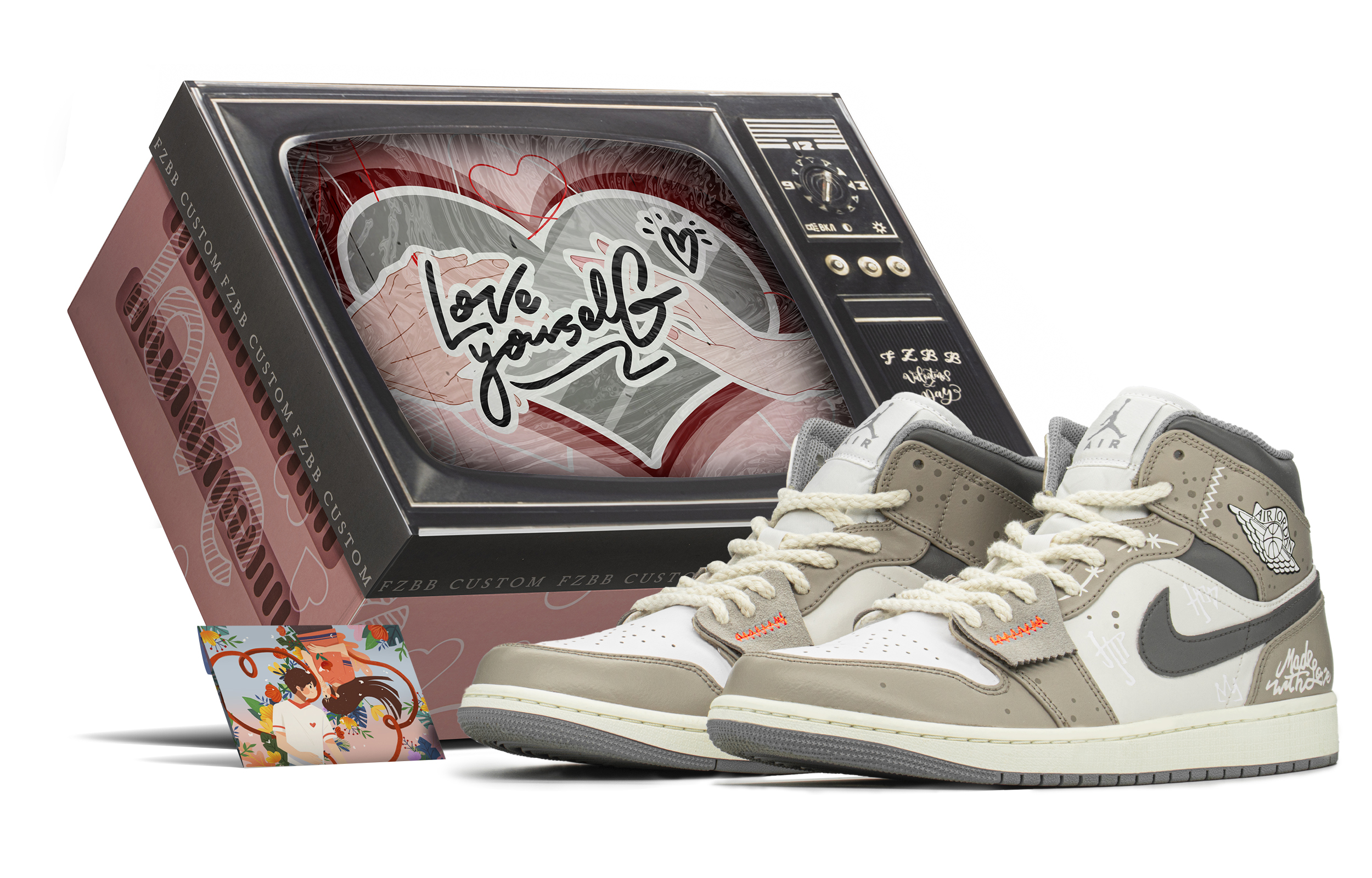 Buy 【カスタムシューズ】エアジョーダン1ミッド『アーストーン』 554724-135(TeamA-AJ爱情造木咖S-BOX)