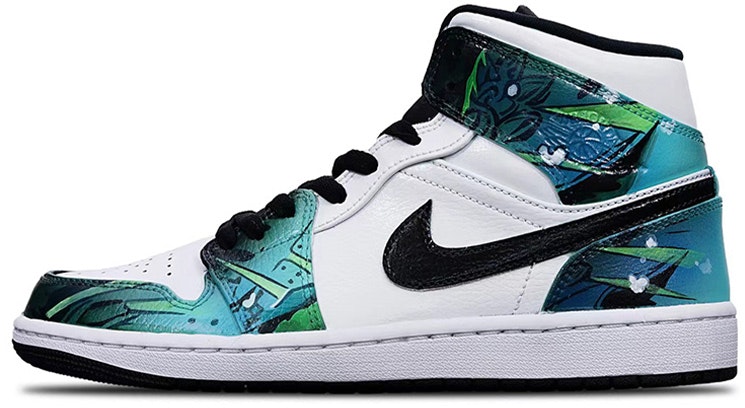 custom-shoes-air-jordan-1-mid-eternal-gamer-green-black-white