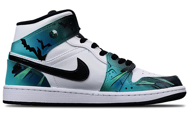 Order [Kasut Tersuai] Air Jordan 1 Mid 'Eternal Gamer Hijau Hitam Putih' 554724-132(Teamone-AJ男款永恒)