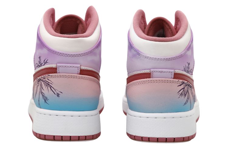 Purchase [Sepatu Kustom] Air Jordan 1 Mid 'Fireworks Gradient Fade Palm Tree Dilukis Tangan' DQ8423-616(Team拾玖-烟花椰树S-BOX)