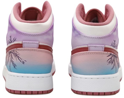 【定制球鞋】Jordan Air Jordan 1 Mid OKHR 煙花 漸變 暈染 椰樹 手繪噴繪 中幫 復古籃球鞋 GS 藍紫 Purchase 【定制球鞋】Jordan Air Jordan 1 Mid OKHR 煙花 漸變 暈染 椰樹 手繪噴繪 中幫 復古籃球鞋 GS 藍紫