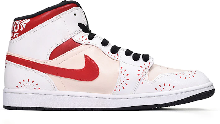 【定制球鞋】 Jordan Air Jordan 1 Mid 家鄉的中國年 煙花報喜 中幫 復古籃球鞋 男女同款 白黑紅 Order 【定制球鞋】 Jordan Air Jordan 1 Mid 家鄉的中國年 煙花報喜 中幫 復古籃球鞋 男女同款 白黑紅