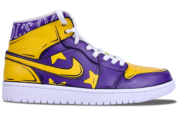 Order 【定制鞋款】Air Jordan 1 Mid “愚人节紫金色” 554724-130(TeamJ-愚人节男款紫黄)