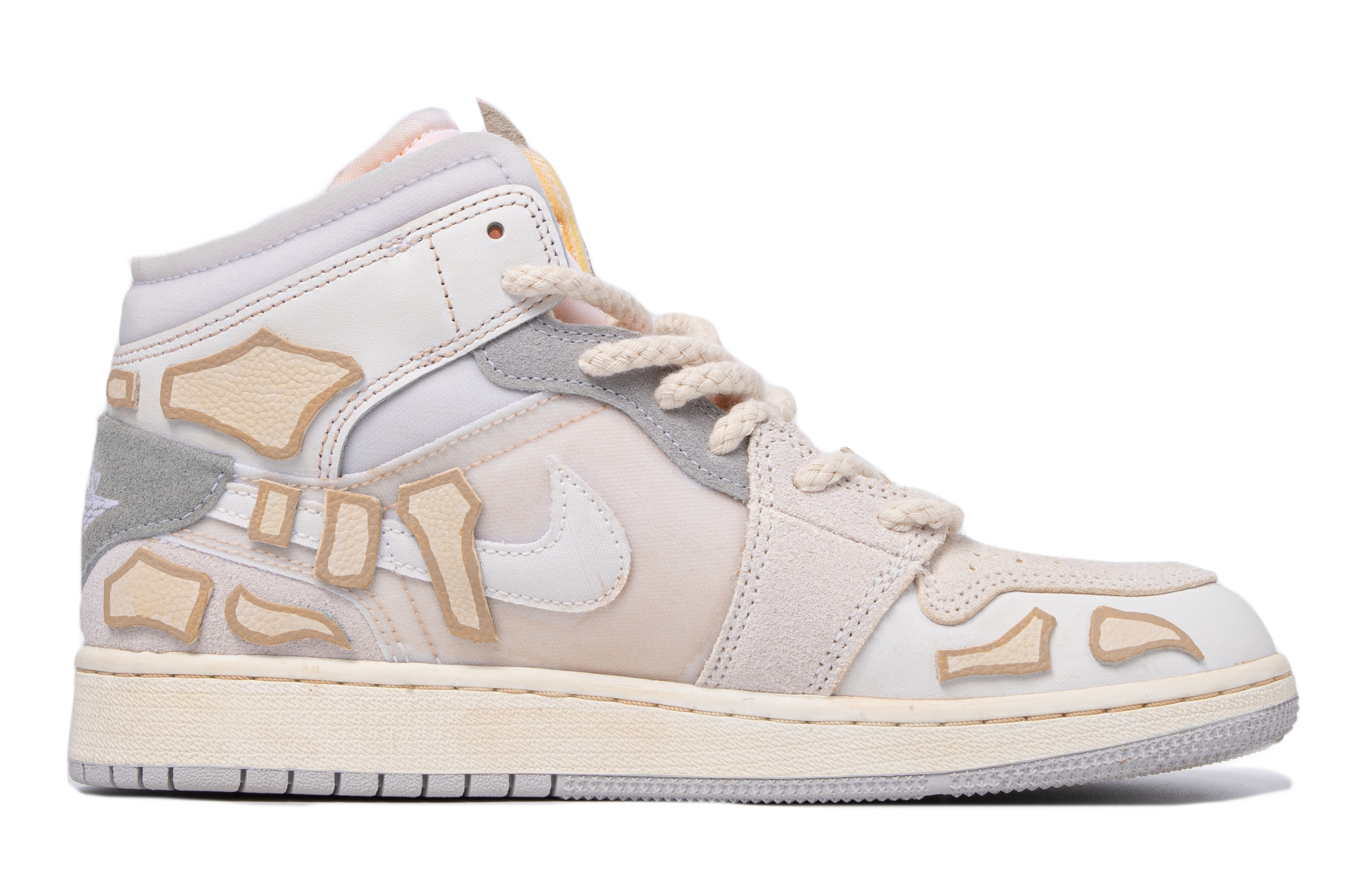 Order [Zapatos Personalizados] Air Jordan 1 Mid 'Fósil Triceratops' DQ3726-100(TeamM-女款骸骨三角龙)