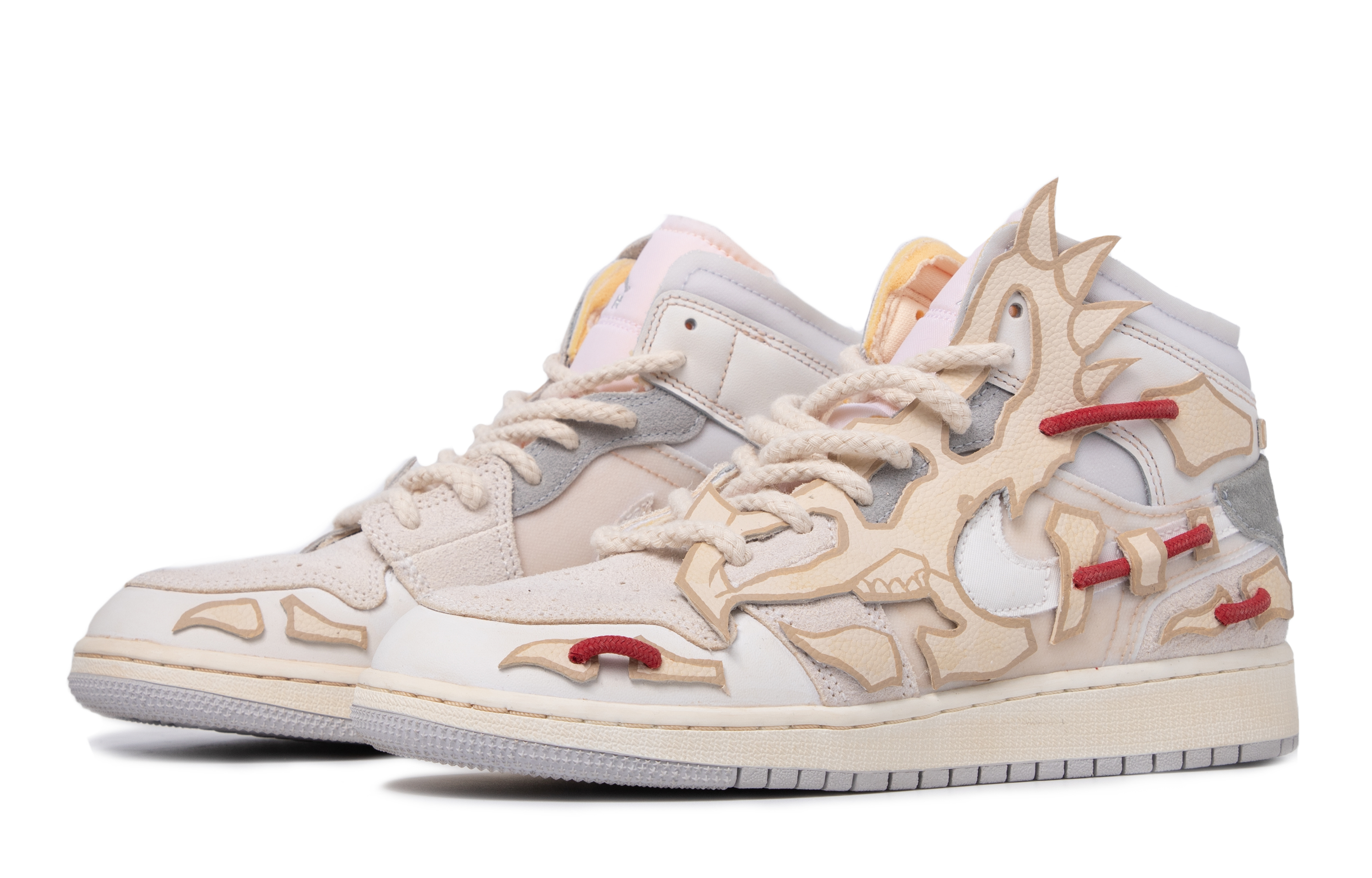 Lookbook [Zapatos Personalizados] Air Jordan 1 Mid 'Fósil Triceratops' DQ3726-100(TeamM-女款骸骨三角龙)