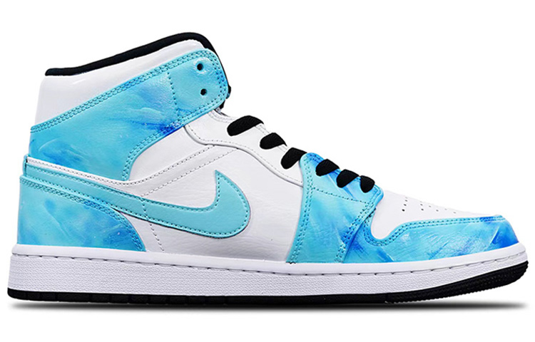 Order [Zapatillas Personalizadas] Air Jordan 1 Mid 'Azul Helado Digital Play' 554724-132(Teamone-AJ男款冰晶)