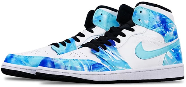 【定制球鞋】 Jordan Air Jordan 1 Mid 潮玩電競 冰晶 電玩 中幫 復古籃球鞋 男款 藍白 Lookbook 【定制球鞋】 Jordan Air Jordan 1 Mid 潮玩電競 冰晶 電玩 中幫 復古籃球鞋 男款 藍白