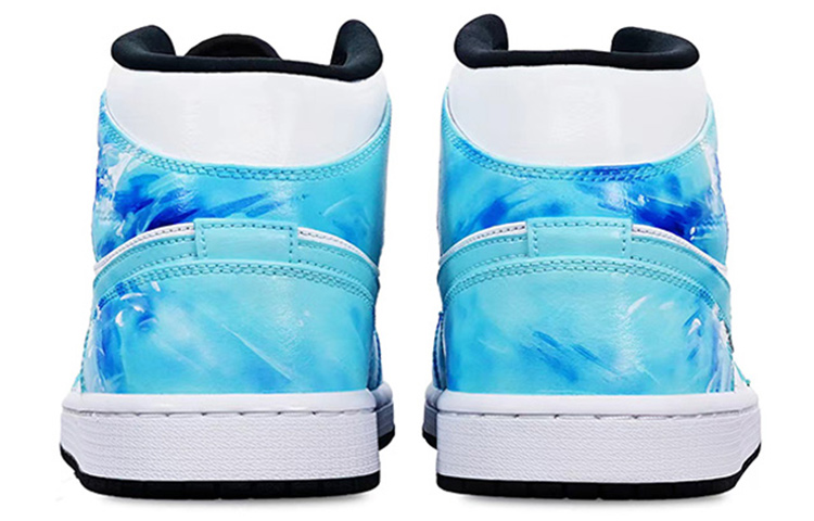 Shop [Zapatillas Personalizadas] Air Jordan 1 Mid 'Azul Helado Digital Play' 554724-132(Teamone-AJ男款冰晶)
