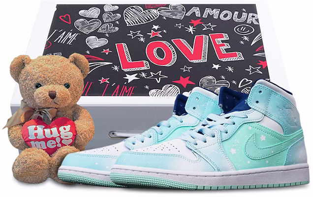 【定製球鞋】 Jordan Air Jordan 1 Mid 冰雪奇緣融雪雪花 噴繪 聖誕主題 限量鞋盒 中幫 復古籃球鞋 男款 藍白 Buy 【定製球鞋】 Jordan Air Jordan 1 Mid 冰雪奇緣融雪雪花 噴繪 聖誕主題 限量鞋盒 中幫 復古籃球鞋 男款 藍白