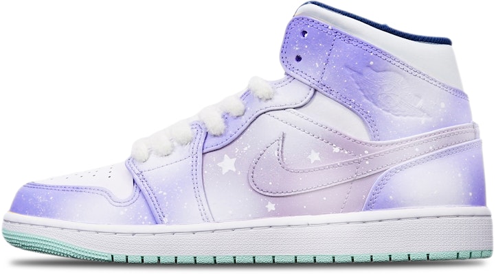 【訂製球鞋】 Jordan Air Jordan 1 Mid 冰雪奇緣融雪雪花 噴繪 聖誕主題 限量鞋盒 復古籃球鞋 男款 紫白 Order 【訂製球鞋】 Jordan Air Jordan 1 Mid 冰雪奇緣融雪雪花 噴繪 聖誕主題 限量鞋盒 復古籃球鞋 男款 紫白
