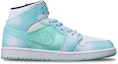 Lookbook 【定製球鞋】 Jordan Air Jordan 1 Mid 冰雪奇緣融雪雪花 噴繪 聖誕主題 限量鞋盒 中幫 復古籃球鞋 男款 藍白