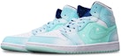 Shop 【定製球鞋】 Jordan Air Jordan 1 Mid 冰雪奇緣融雪雪花 噴繪 聖誕主題 限量鞋盒 中幫 復古籃球鞋 男款 藍白